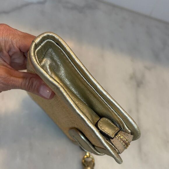 Coach Parker Natural Straw Leather Trim Clutch Wristlet Wallet Clutch - Picture 9 of 16
